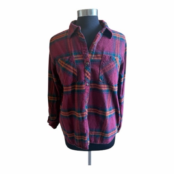 Natural Reflections Tops - Natural Reflections Red and Green Plaid Shirt